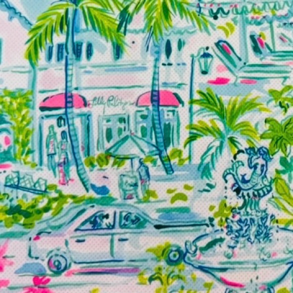 Lilly Pulitzer Palm Beach Breakers Reusable Tote Bag w insert pink, green - Picture 7 of 13